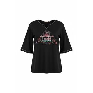 Quacker Factory 4th of July Patriotic Gazebo Rhinestone Top Black 1X 3/4 Sleeve